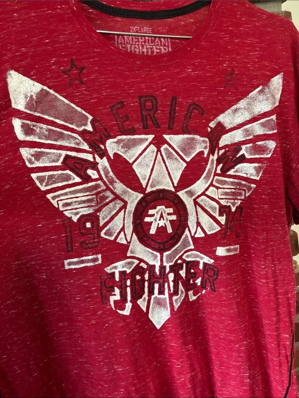 American Fighter Red Short-Sleeve Graphic Tee with White Print Men’s XXL 2XL